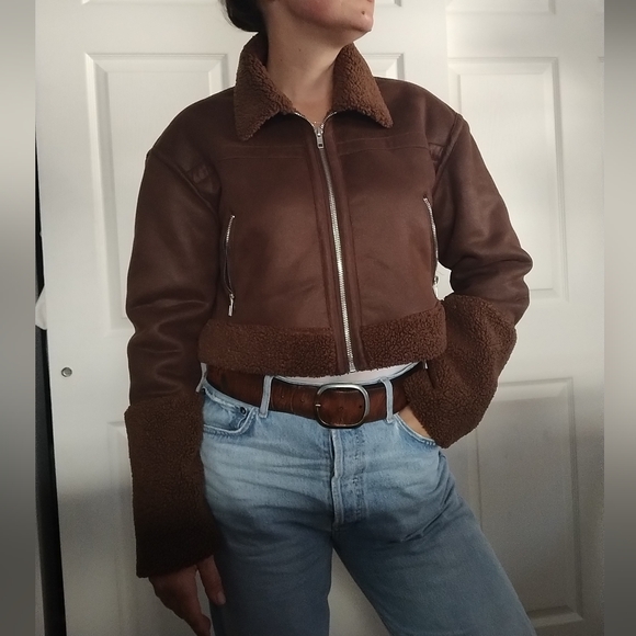 Faux Shearling  Bomber Jacket Medium - Picture 1 of 10